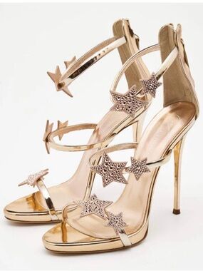 Giuseppe Zanotti Rose Gold Harmony Star Stiletto Sandals